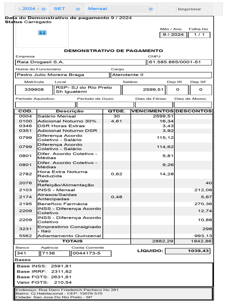Demonstrativo de Pagamento - Set 2024 | PDF | Direito Privado ...