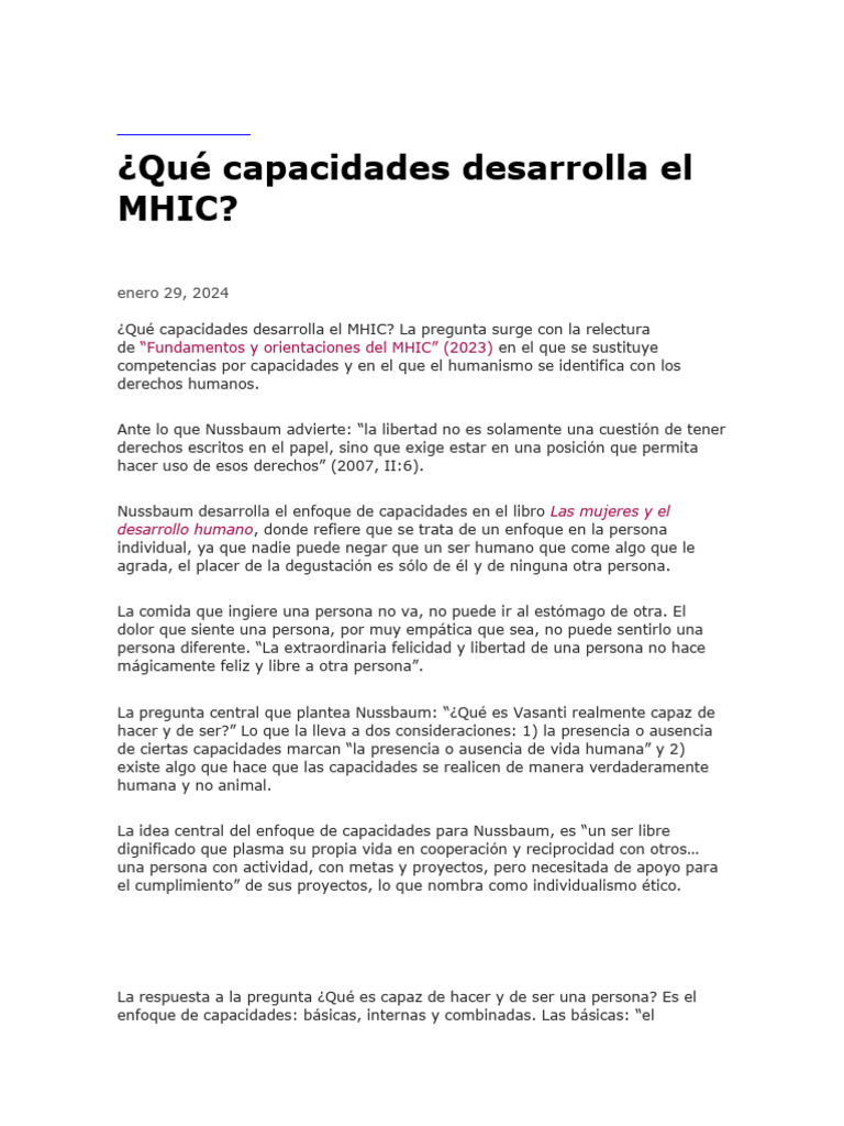 Capacidades del MHIC en Educación Superior | PDF | Aprendizaje ...