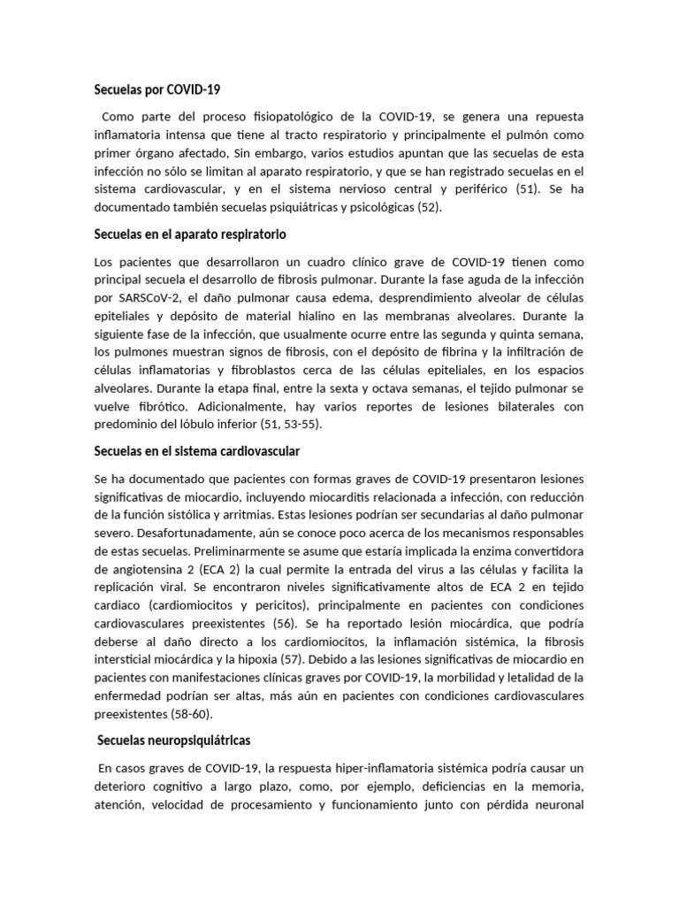 Secuelas del COVID-19: Respiratorias y Psicológicas | PDF | Inflamación ...