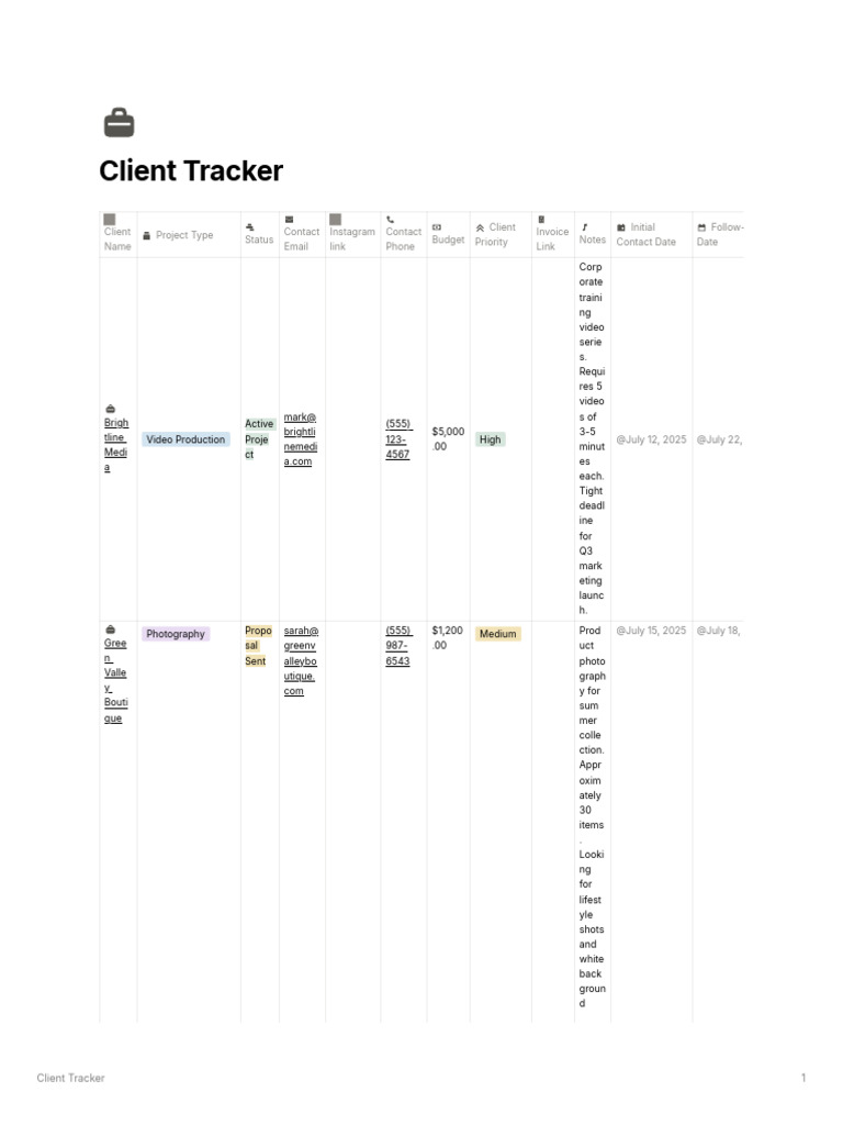 Client Tracker | PDF