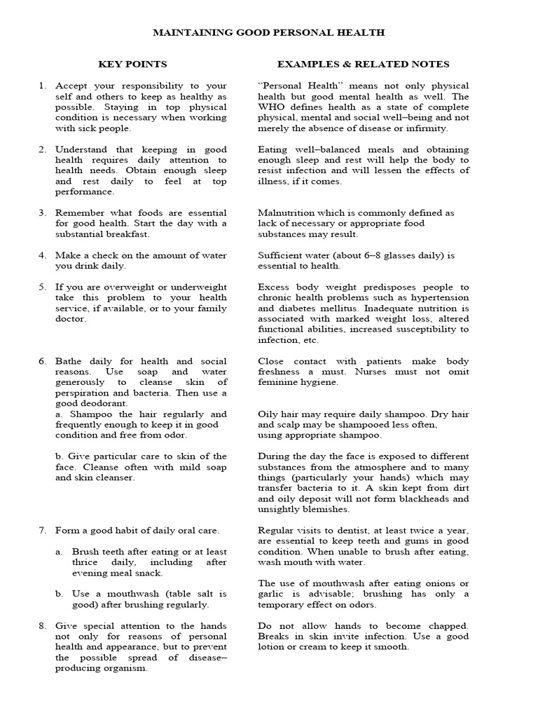 Essential Personal Health Tips | PDF | Chronic Condition | Foot