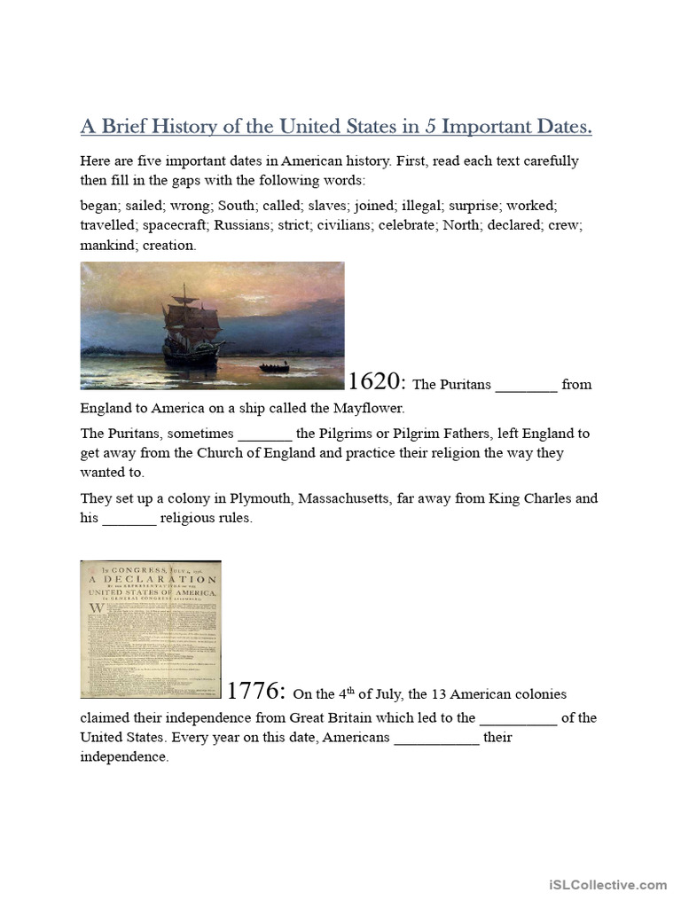 A Brief History of The United States in 5 Important Dates | PDF | Neil ...