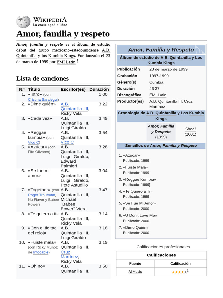 Amor, Familia y Respeto | PDF