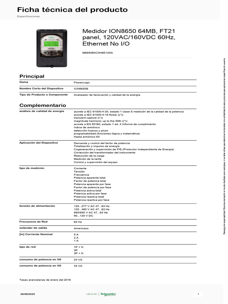 Ion8650 M8650b4c0h6e1a0a | PDF | Energia electrica | Ingenieria Eléctrica