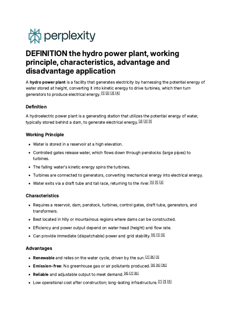 DEFINITION The Hydro Power Plant, Working Principl | PDF ...