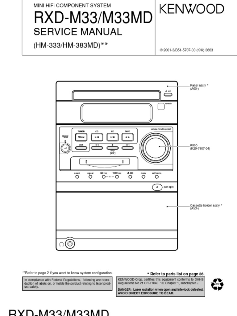 Kenwood RXD-M33 Service Manual | PDF | Analog To Digital Converter