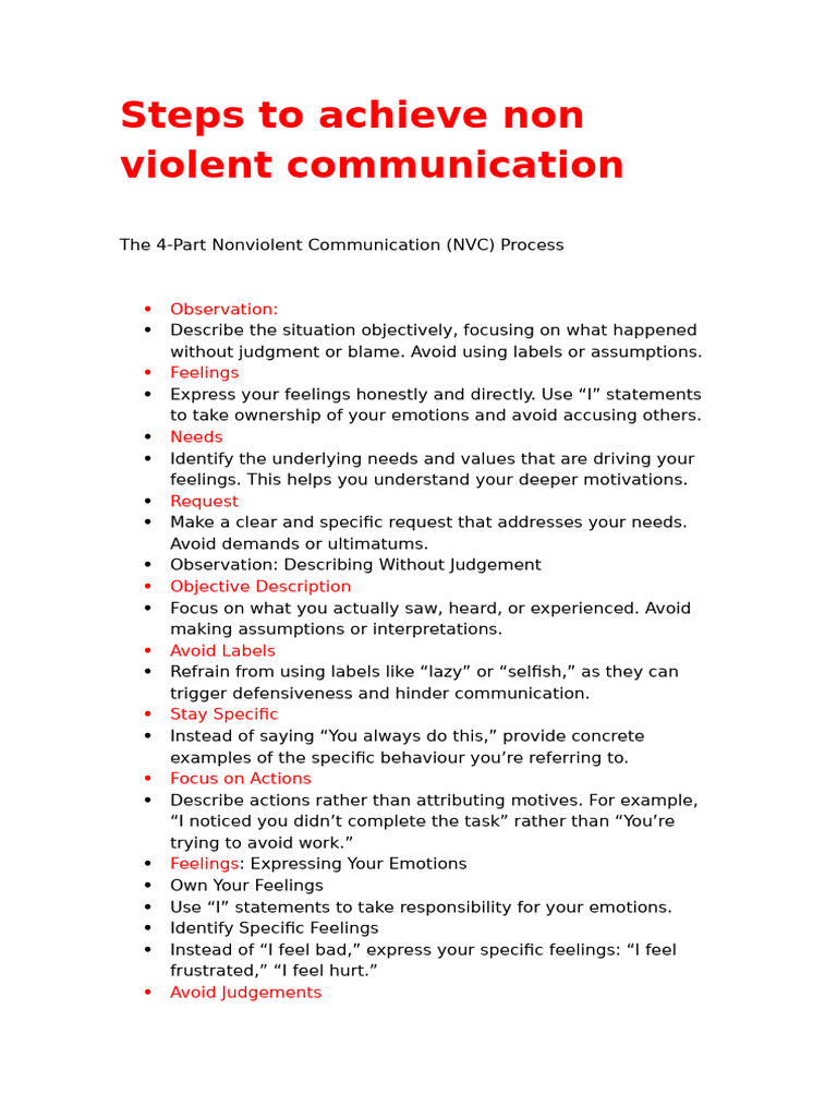 Master Nonviolent Communication Steps | PDF | Empathy | Feeling