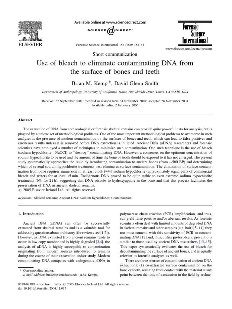 Bleach and DNA Polymerase Chain Reaction Experiment