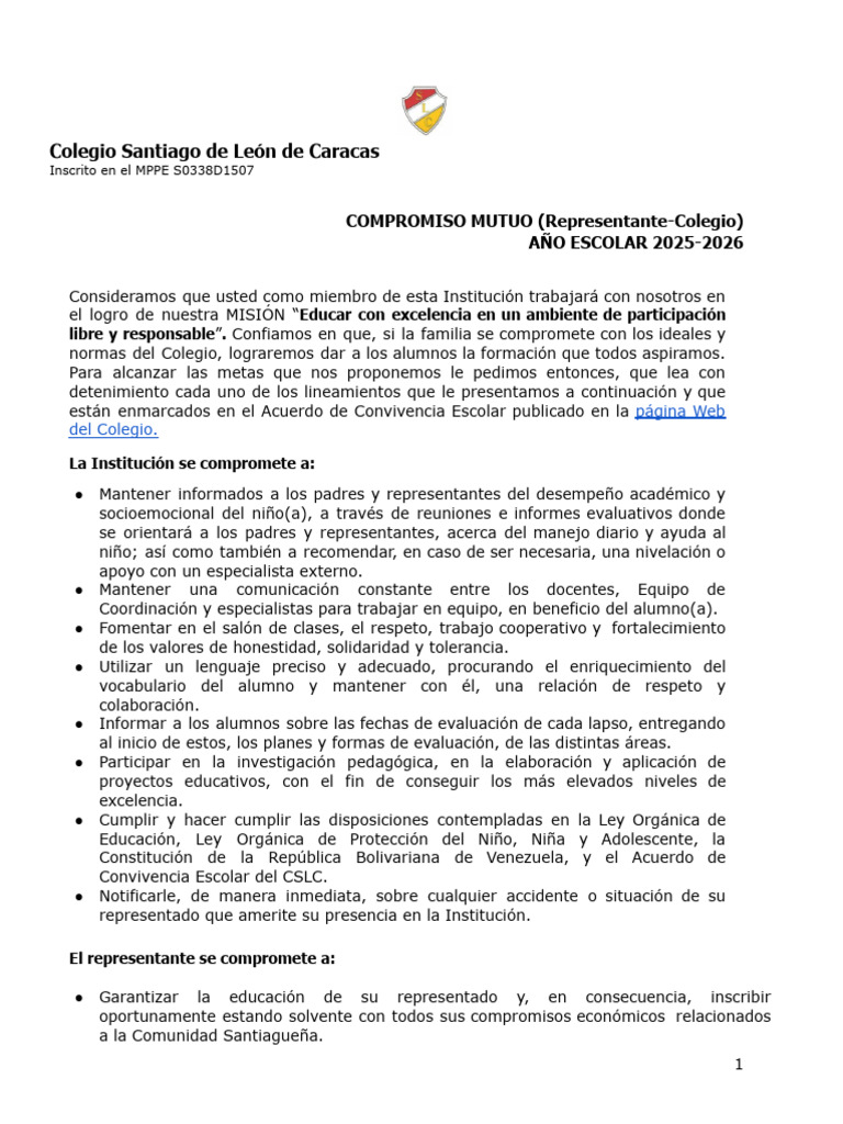 Compromiso Escolar 2025-2026 CSLC | PDF