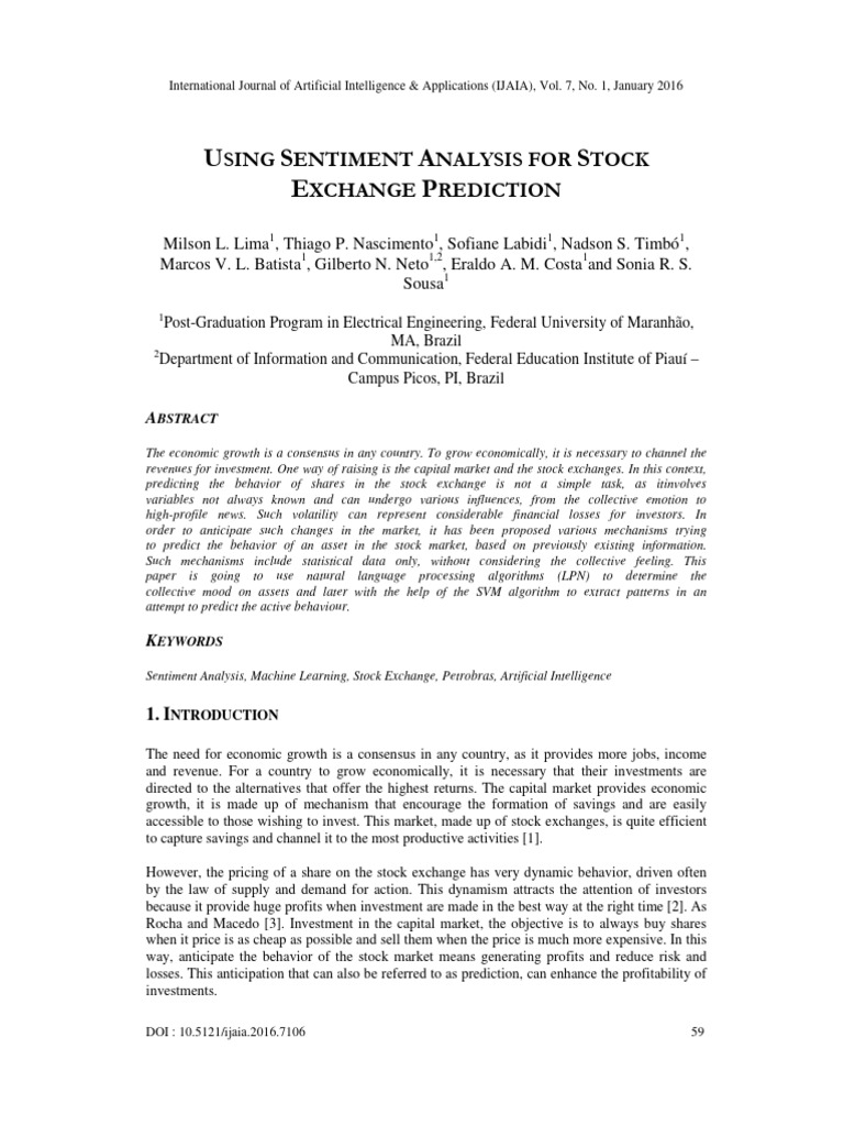 Predicting Stock Behavior via Sentiment Analysis | PDF | Support Vector ...