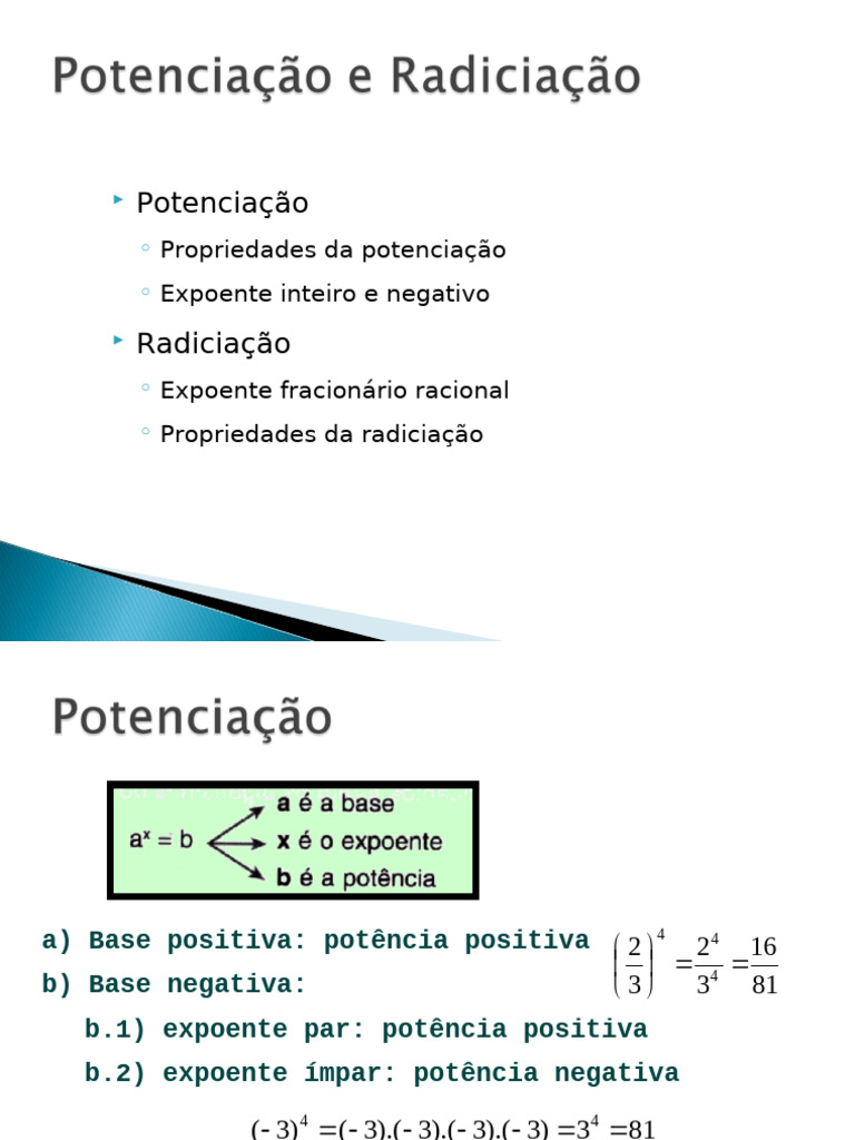 Potenciacao e Radiciacao - 01 | PDF | Exponenciação | Analise matemática