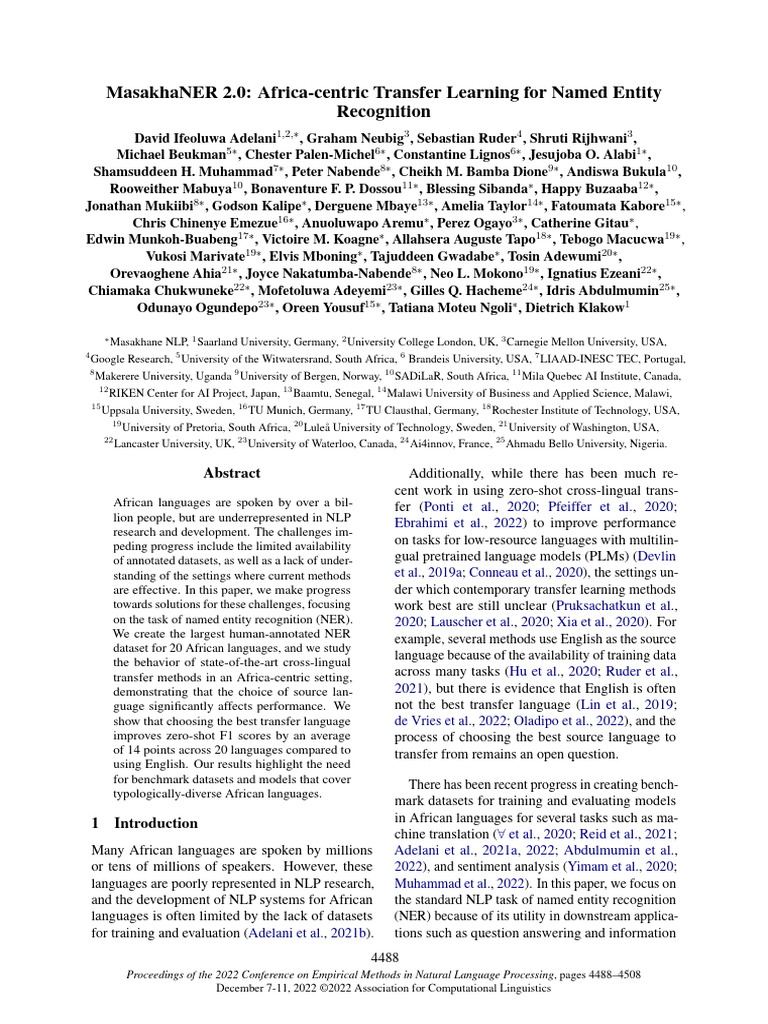 2022.emnlp-main.298 | PDF | Languages Of Africa | Human Communication