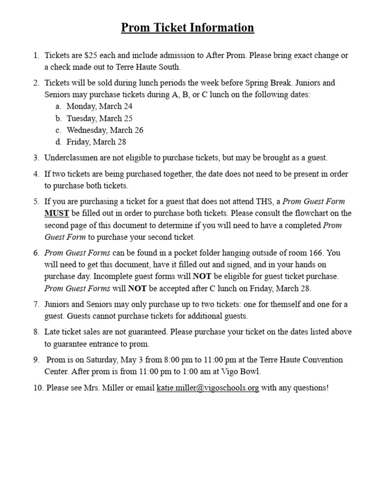 Terre Haute South Prom Ticket Details | PDF