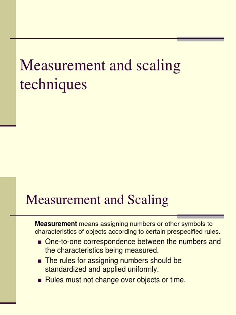 Measurement and Scaling Techniques | PDF | Level Of Measurement ...
