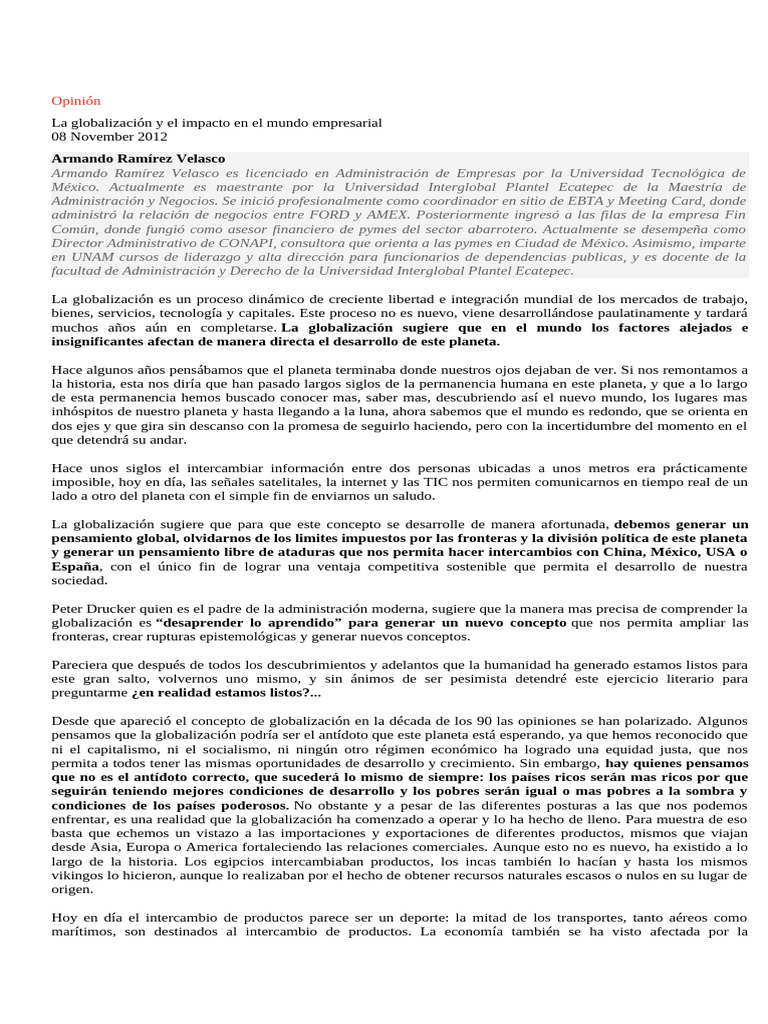 Impacto de EBTA y AMEX en Globalización | PDF | Globalización | Business