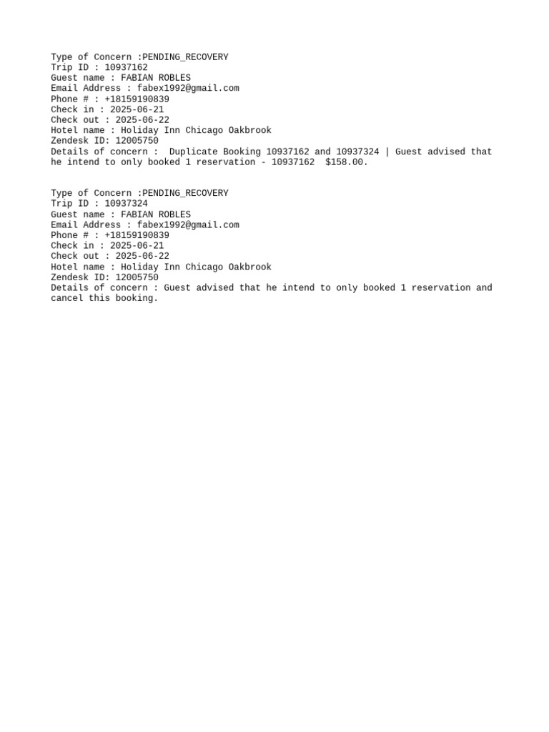 Type of Concern Pending - Recovery | PDF