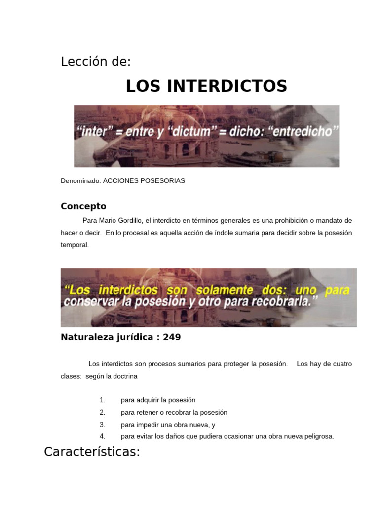 Los Interdictos | PDF | Ley procesal | Sentencia (ley)