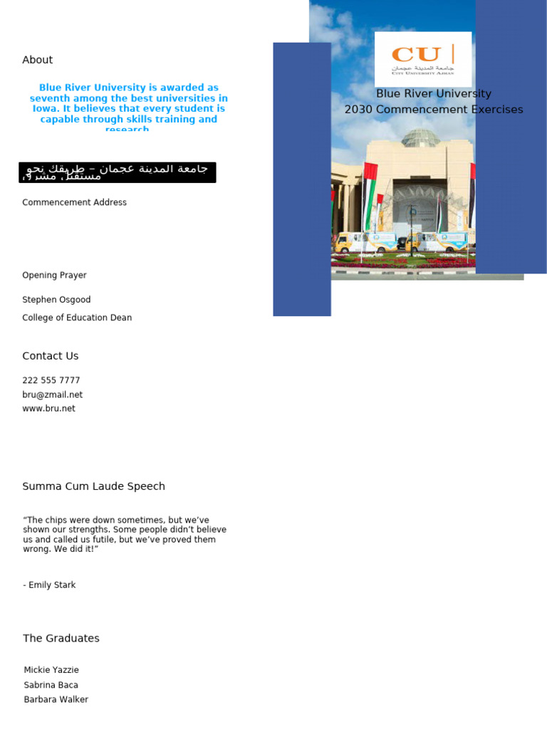 Free Bi-Fold University Graduation Brochure Template | PDF
