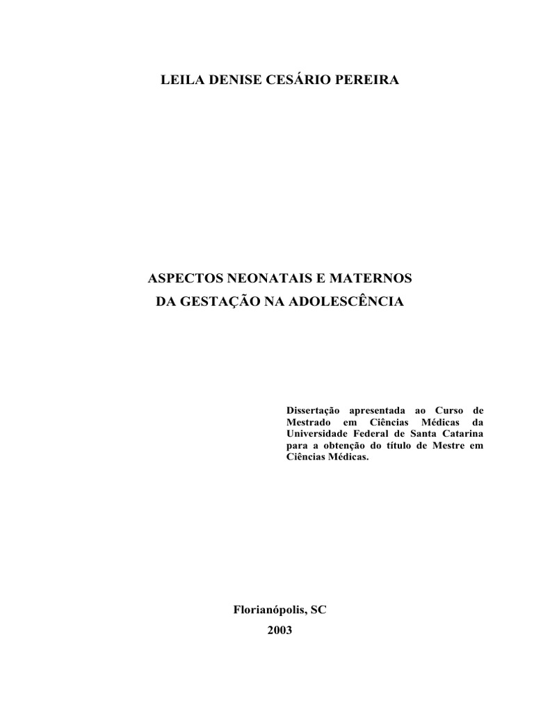 Aspectos Neonatais na Gestação Adolescente | PDF | Gravidez