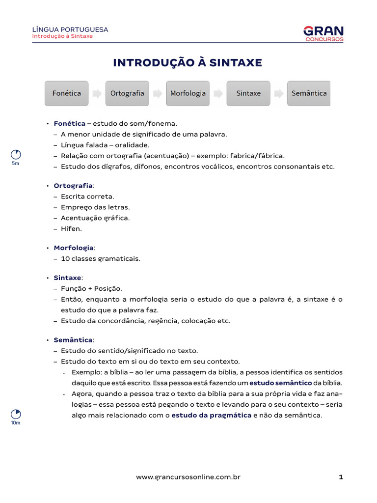 Introdução à Sintaxe da Língua Portuguesa | PDF | Assunto (gramática ...