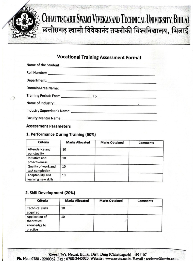 VT Assessment Format | PDF