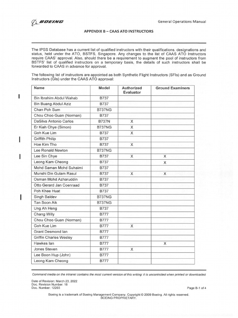 CAAS Gen OPs Appendix B | PDF
