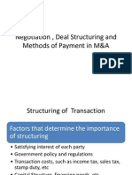 Negotiation and Payment Methods in M&A Deals