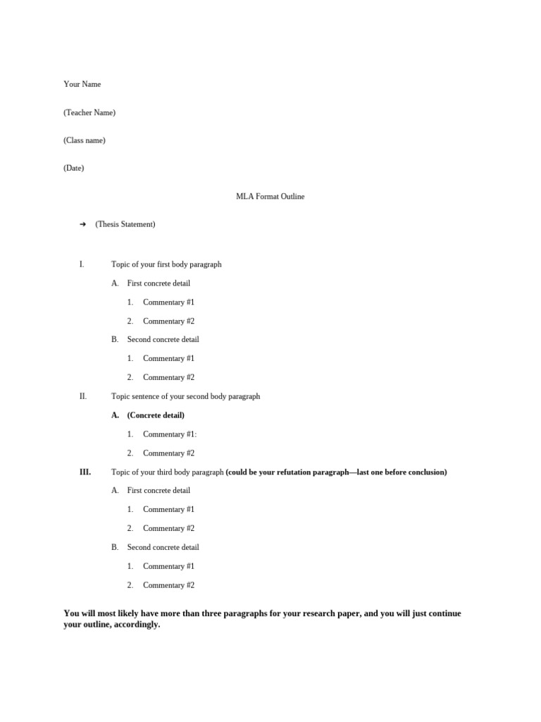 MLA Format Research Paper Outline | PDF