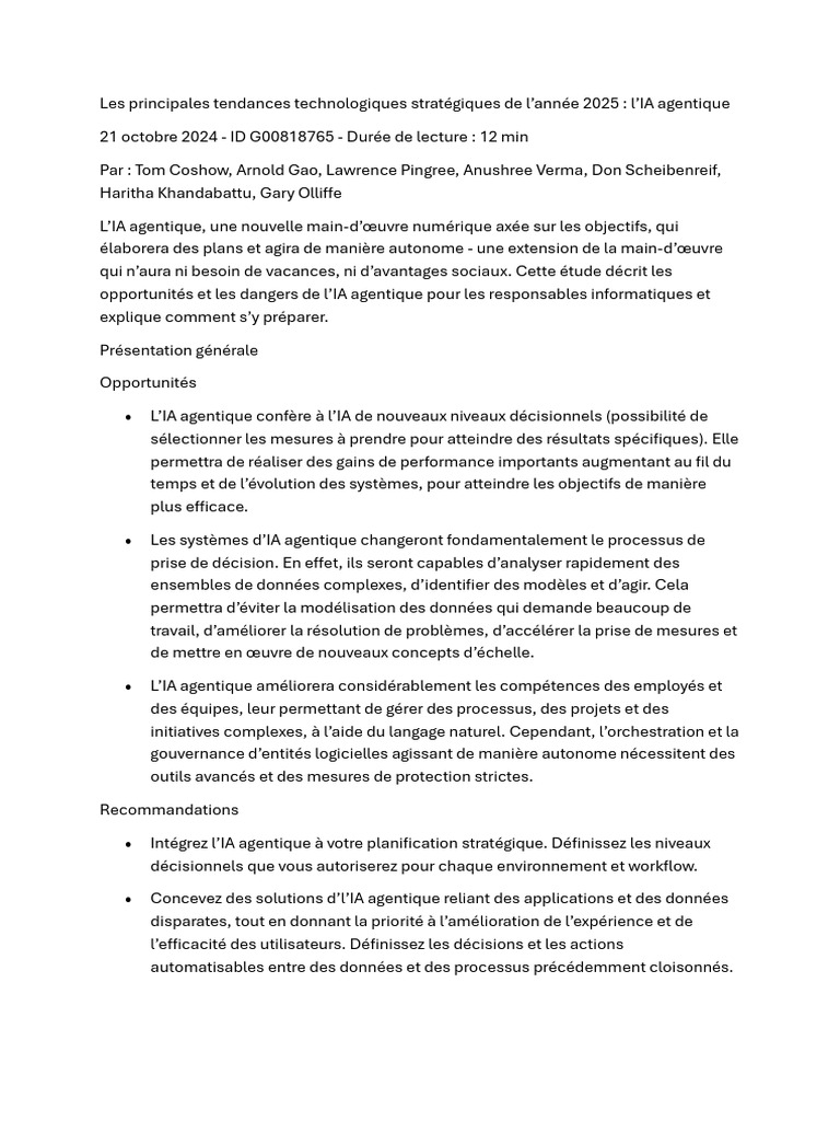 IA agentique : tendances 2025 et enjeux | PDF | Intelligence ...