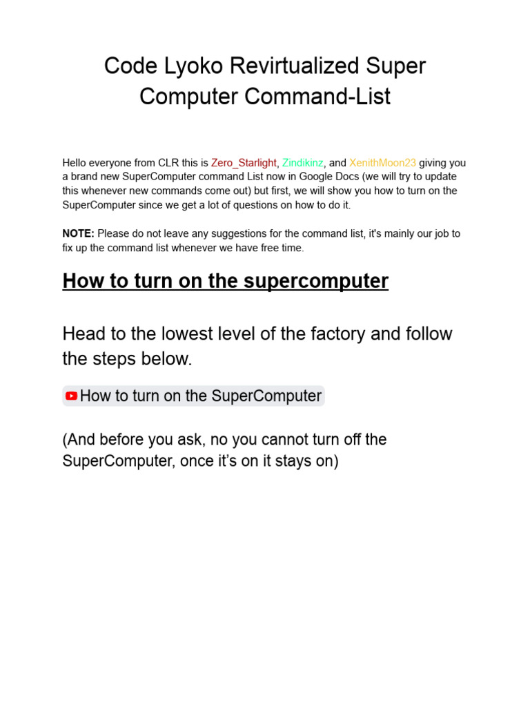 Code Lyoko Supercomputer Command List | PDF | Software | Computer ...