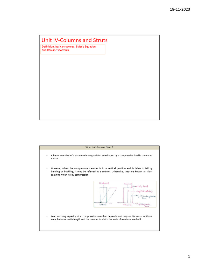Understanding Columns and Struts in Structures | PDF | Buckling | Column