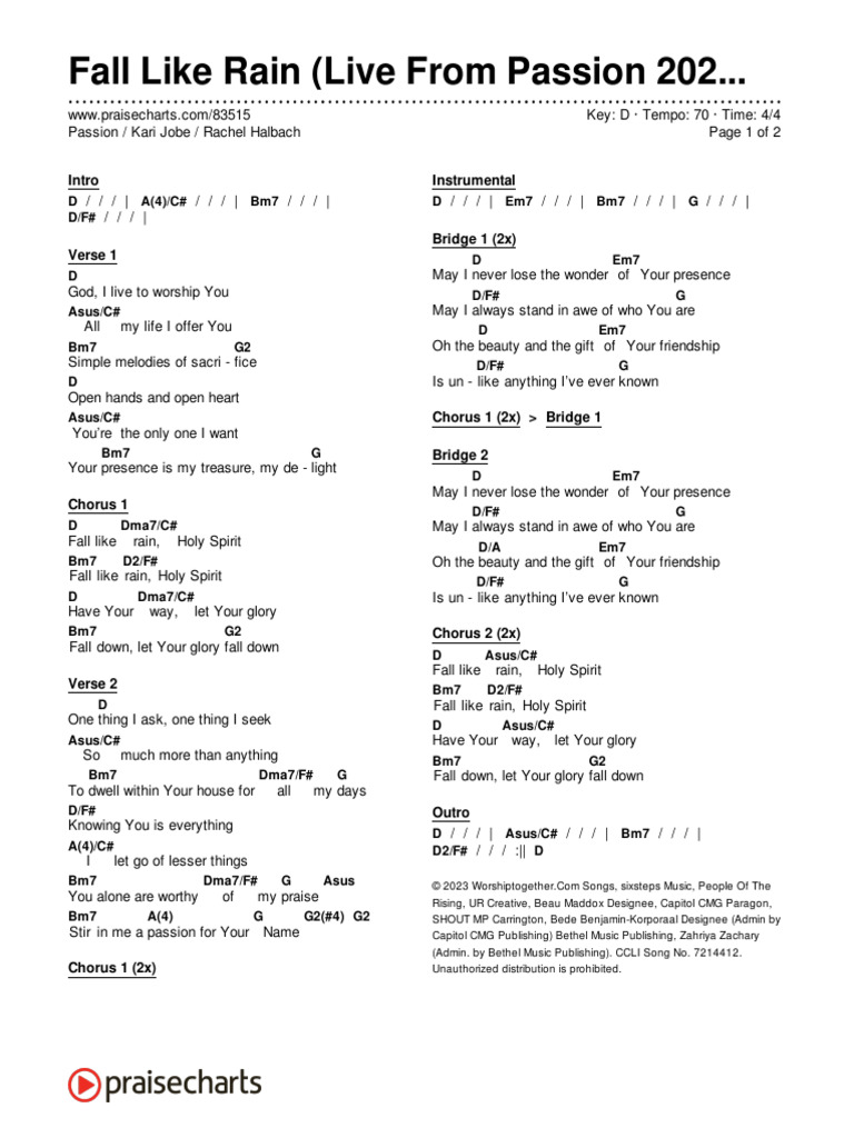 Fall Like Rain Chords and Lyrics | PDF | Songs | Popular Music