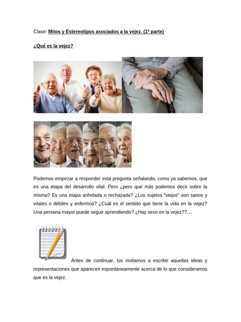 Mitos y Estereotipos de la Vejez | PDF | Vejez | Estereotipos