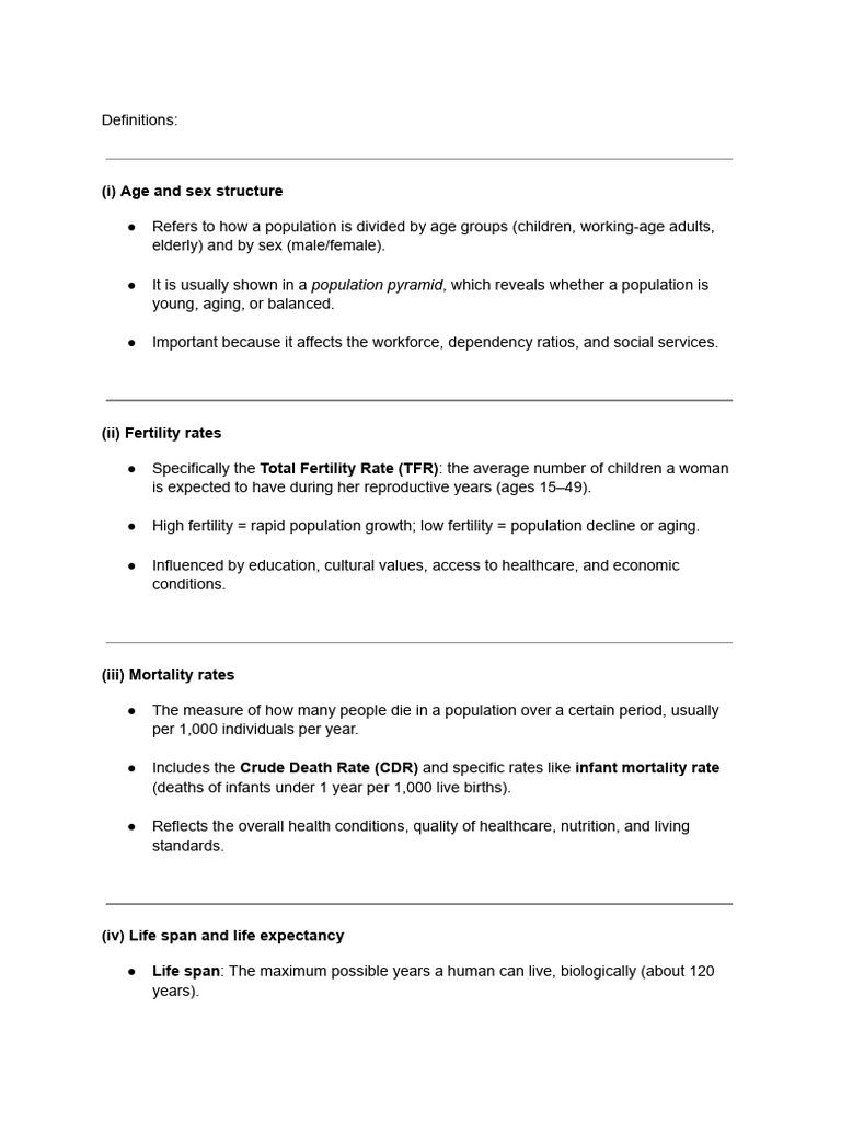 Key Demographic Concepts Explained | PDF | Total Fertility Rate | Life ...