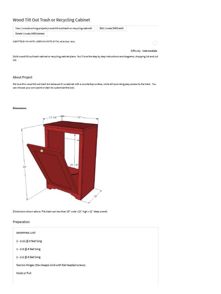 Tilt-Out Trash Cabinet Plans | PDF