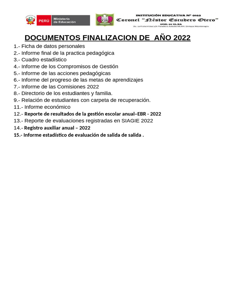 Informe Anual de Gestión Escolar 2022 | PDF | Aprendizaje | Maestros