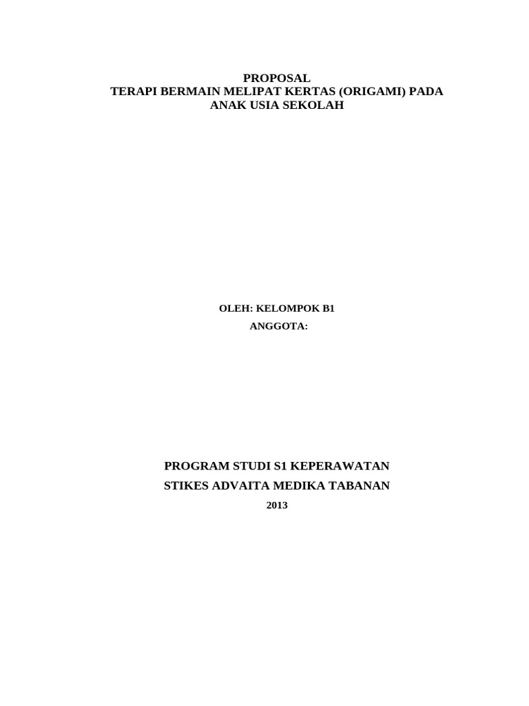 Terapi Origami untuk Anak Hospitalisasi | PDF