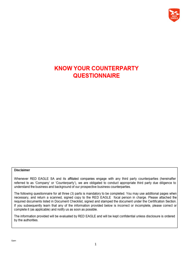 Non Binding RED KYC Questionnaire | PDF | Justice | Crime & Violence