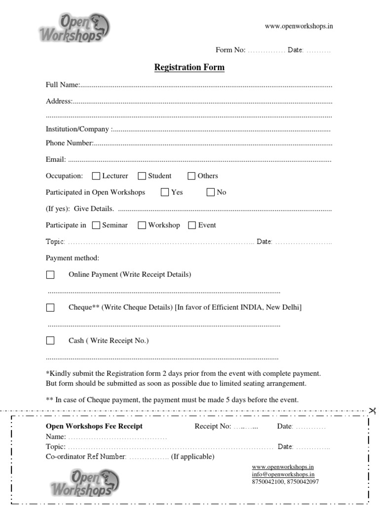 Workshop Registration Form Details | PDF
