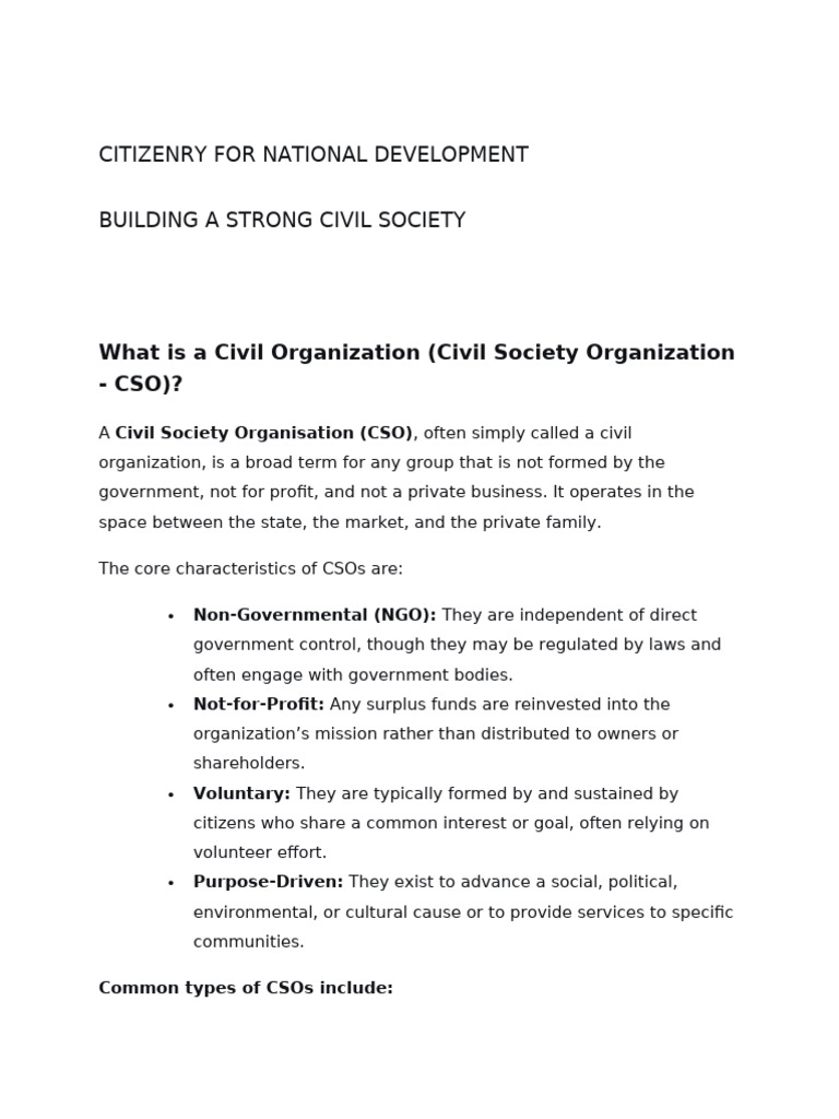 Civil Society's Role in Zimbabwe's Development | PDF | Non Governmental ...