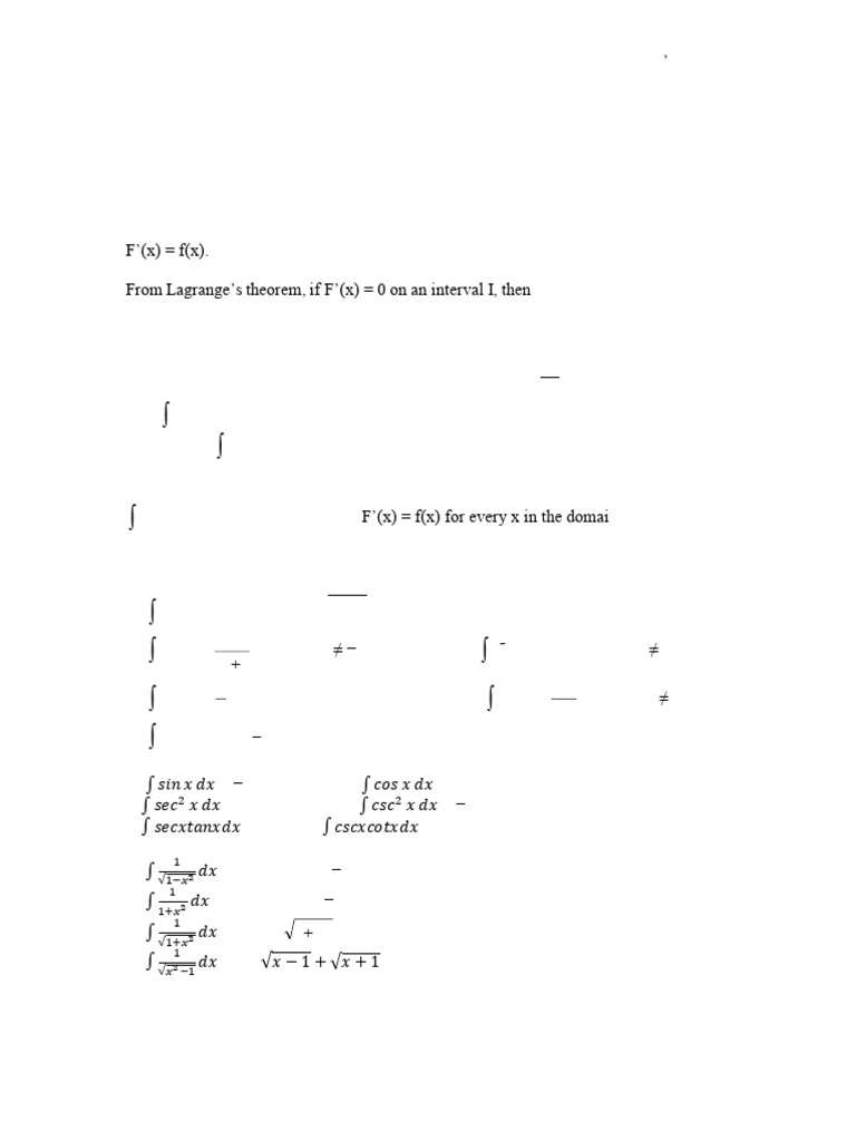 Antiderivatives and Integration Techniques | PDF | Integral ...