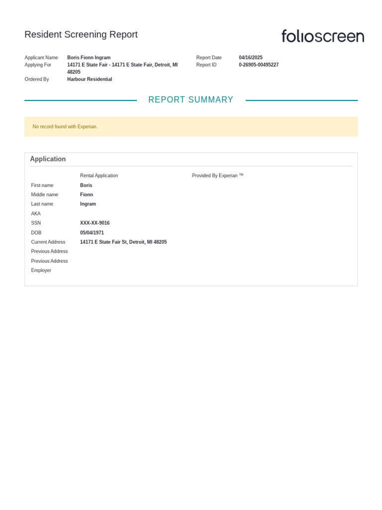 Resident Screening Report for Boris Ingram | PDF | Justice | Crime ...
