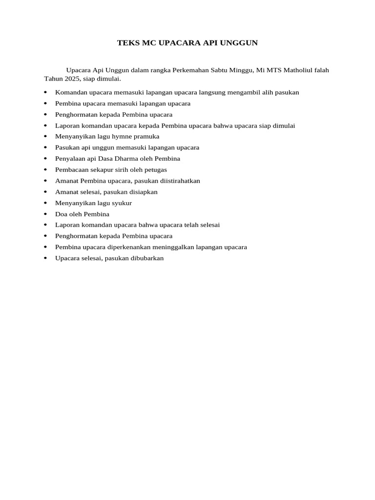 Teks MC Upacara Api Unggun Pramuka | PDF