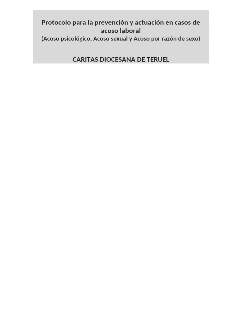 Protocolo para La Prevención y Actuación en Casos de Acoso | PDF ...