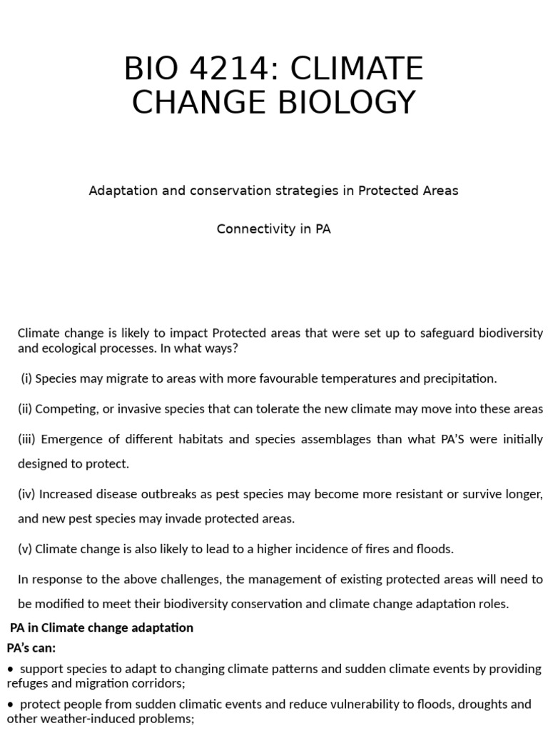 Climate Change Impact on Protected Areas | PDF | Conservation Biology ...