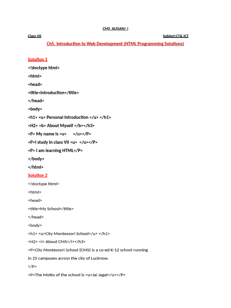 HTML Class 7-Solutions | PDF | Computing | Fruit