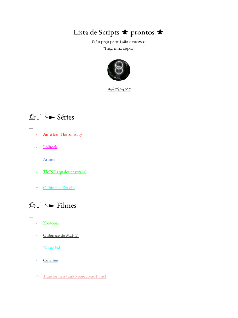 Lista de Scripts Prontos | PDF