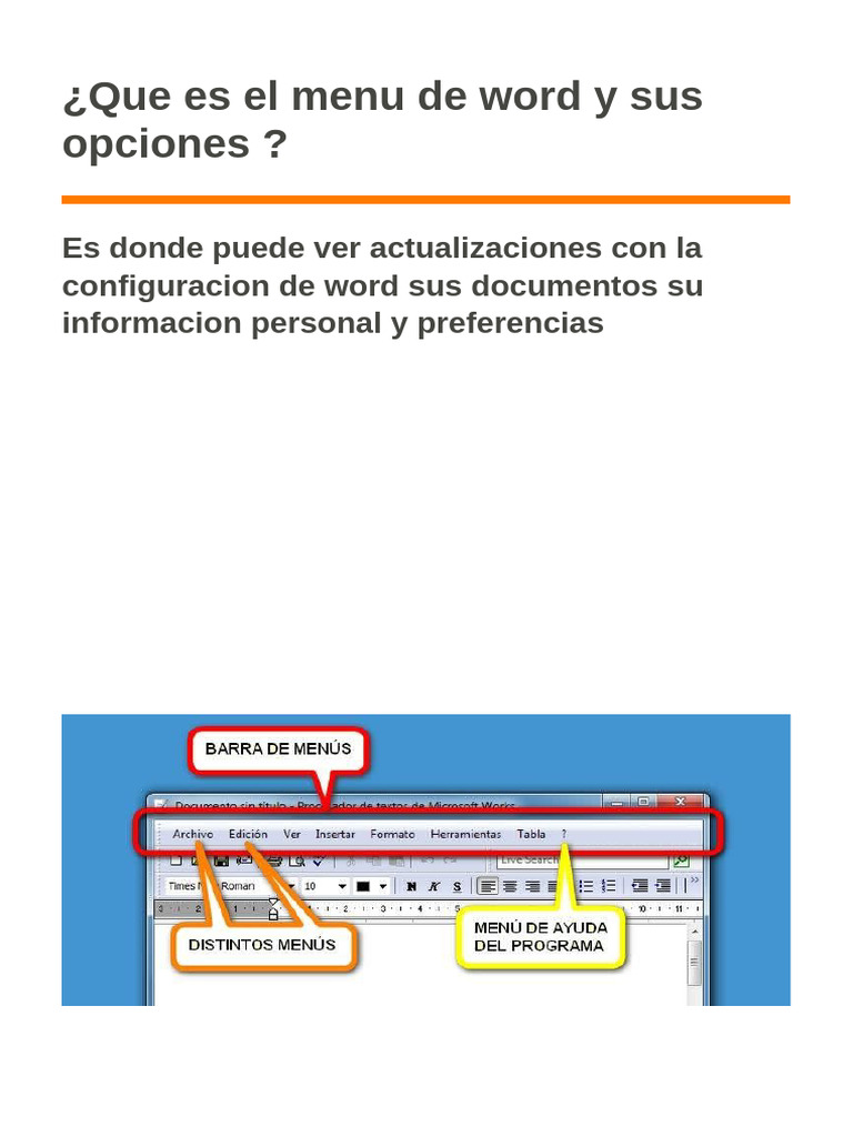 Menú de Word: Opciones y Configuración | PDF