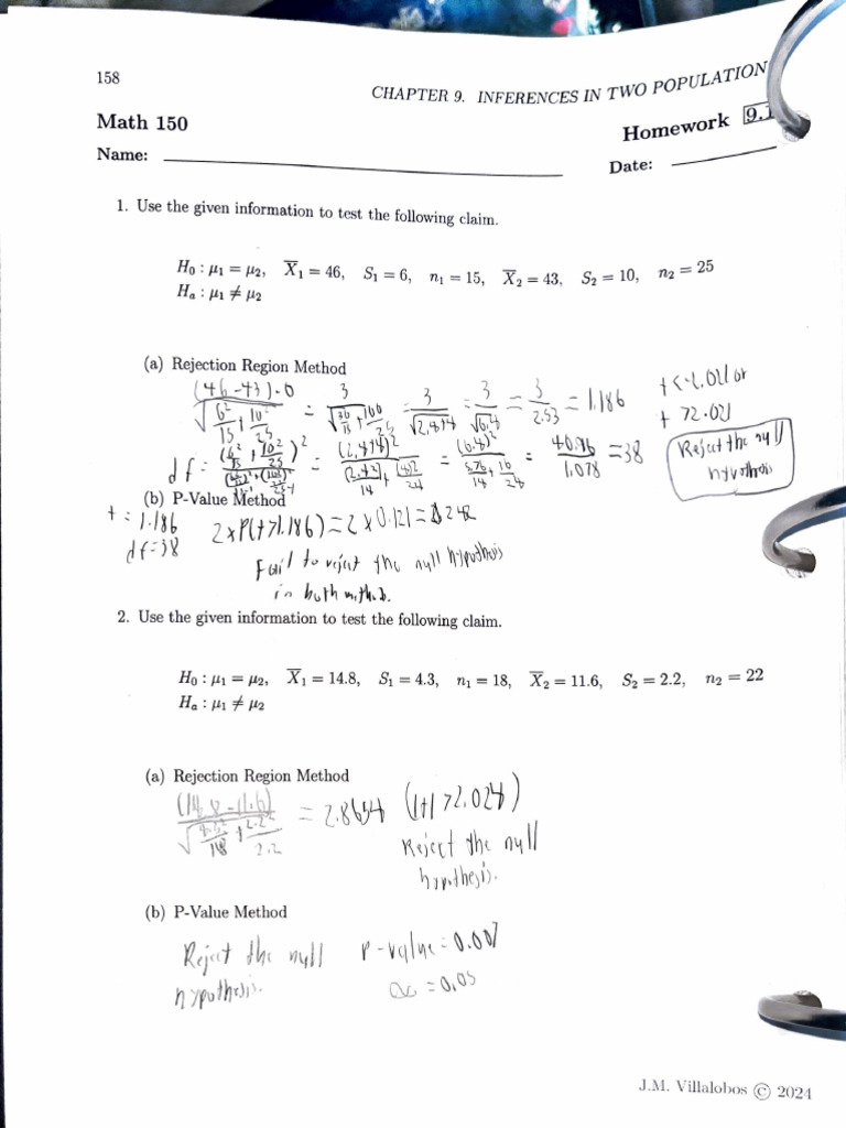 Inferences for Two Means and Proportions | PDF | Statistical Inference ...