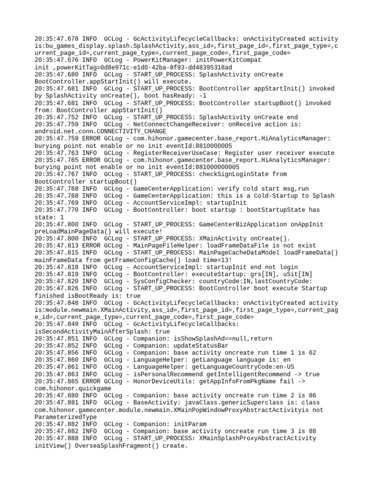Game Center App Startup Log Analysis | PDF | Computing Platforms | Software